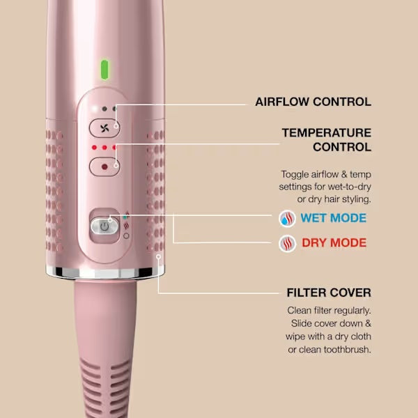Shark Glossi 2-in-1 Hot Brush and Air Glosser - Lychee | HT302UKPK